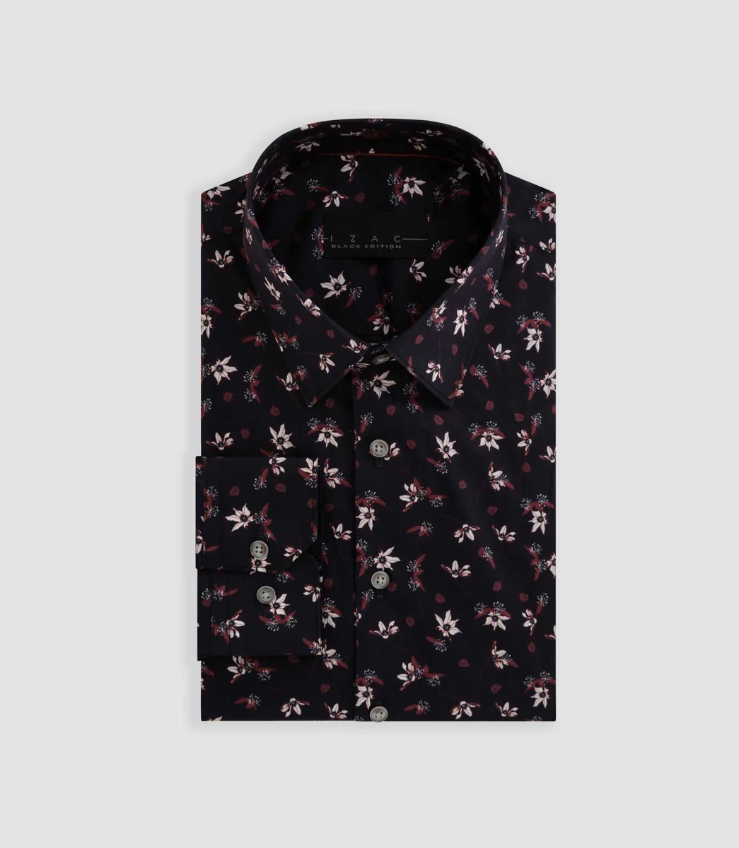 Chemise imprime floral bordeaux 