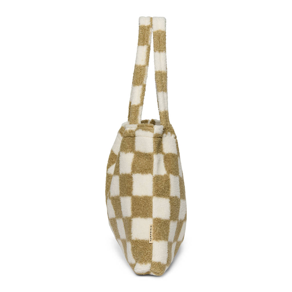 x Binibamba luiertas Checked Teddy Mom Bag bruin