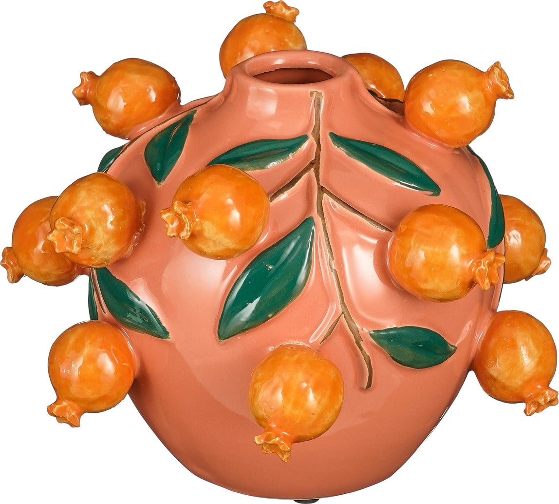 Mica Decorations vaas Melika oranje D 22,5 H 17,5 cm