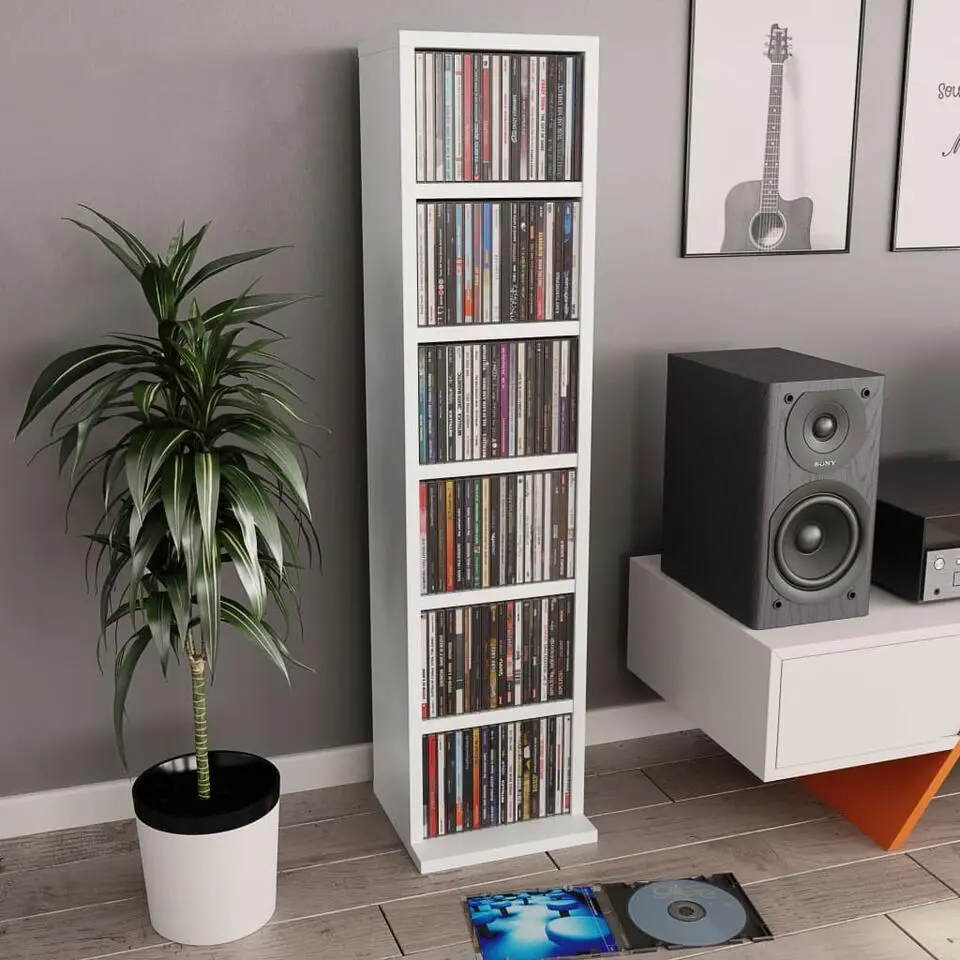 vidaXL - Cd-kast - Wit - Bewerkt hout