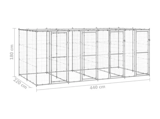 Chenil extérieur cage enclos 440 x 220 x 180 cm 02_0000447