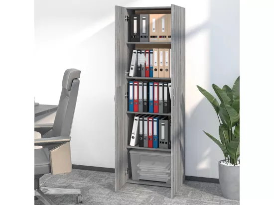 Armoire de bureau Sonoma gris 60x32x190 cm Bois d'ingénierie