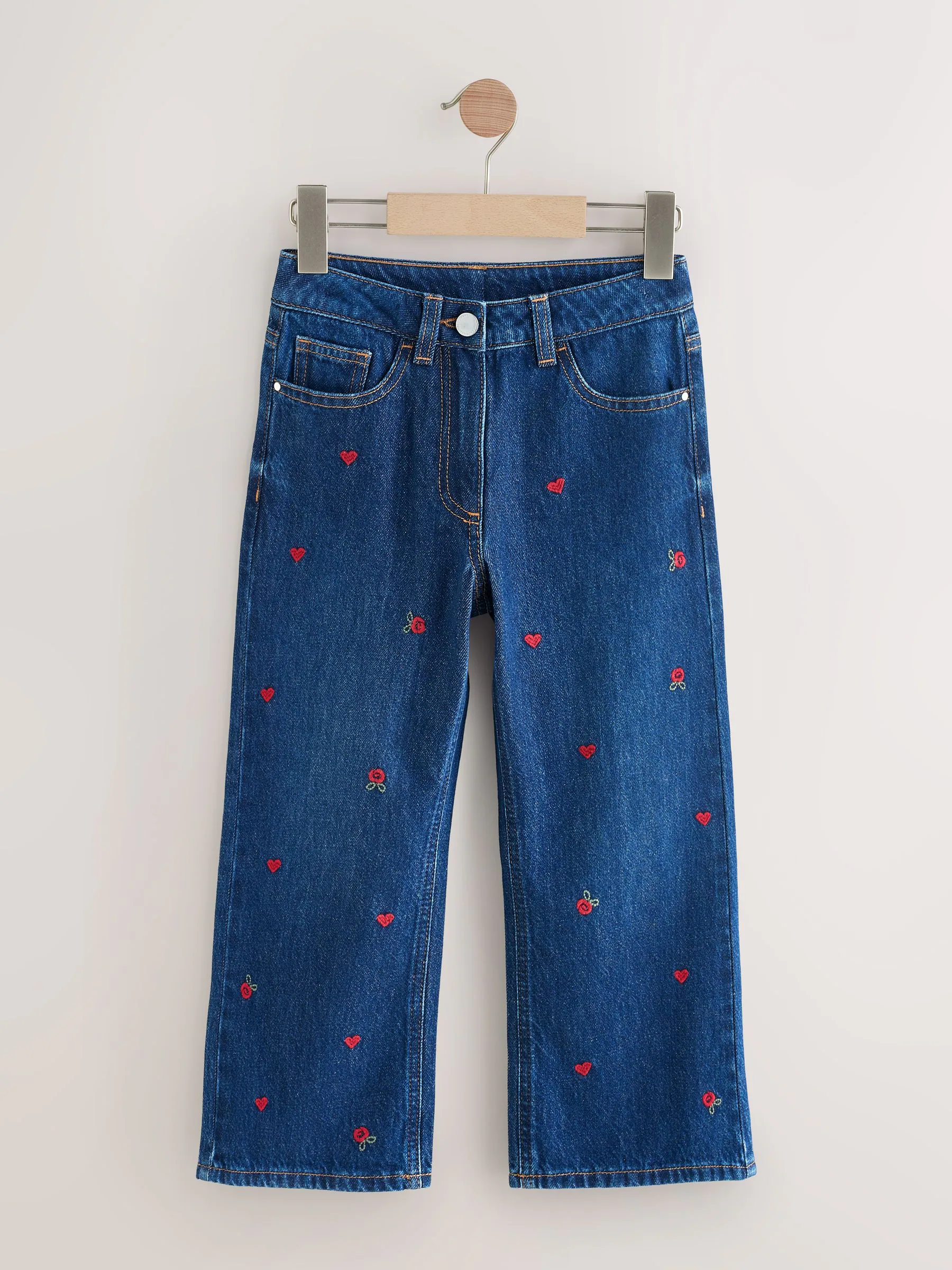 Donkerblauw - Wide Floral Print Embellished Jeans (3-16yrs)