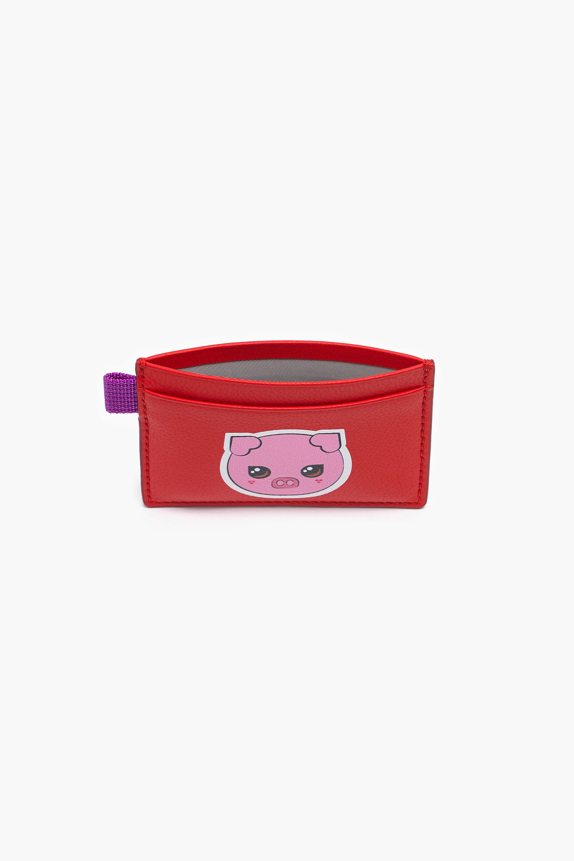 Porta-cartões em couro vermelho