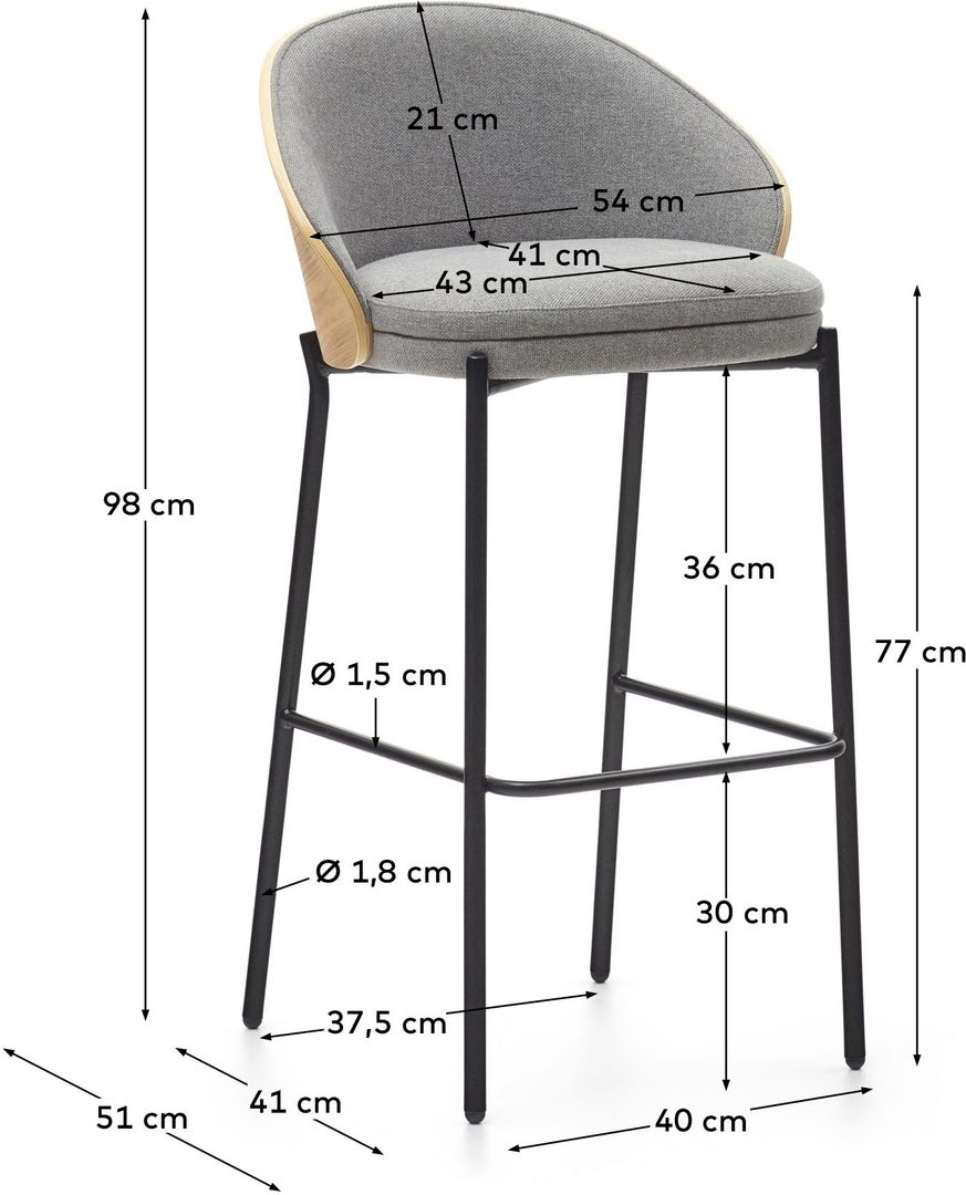 Kave Home   Eamy Hoog Barstoel