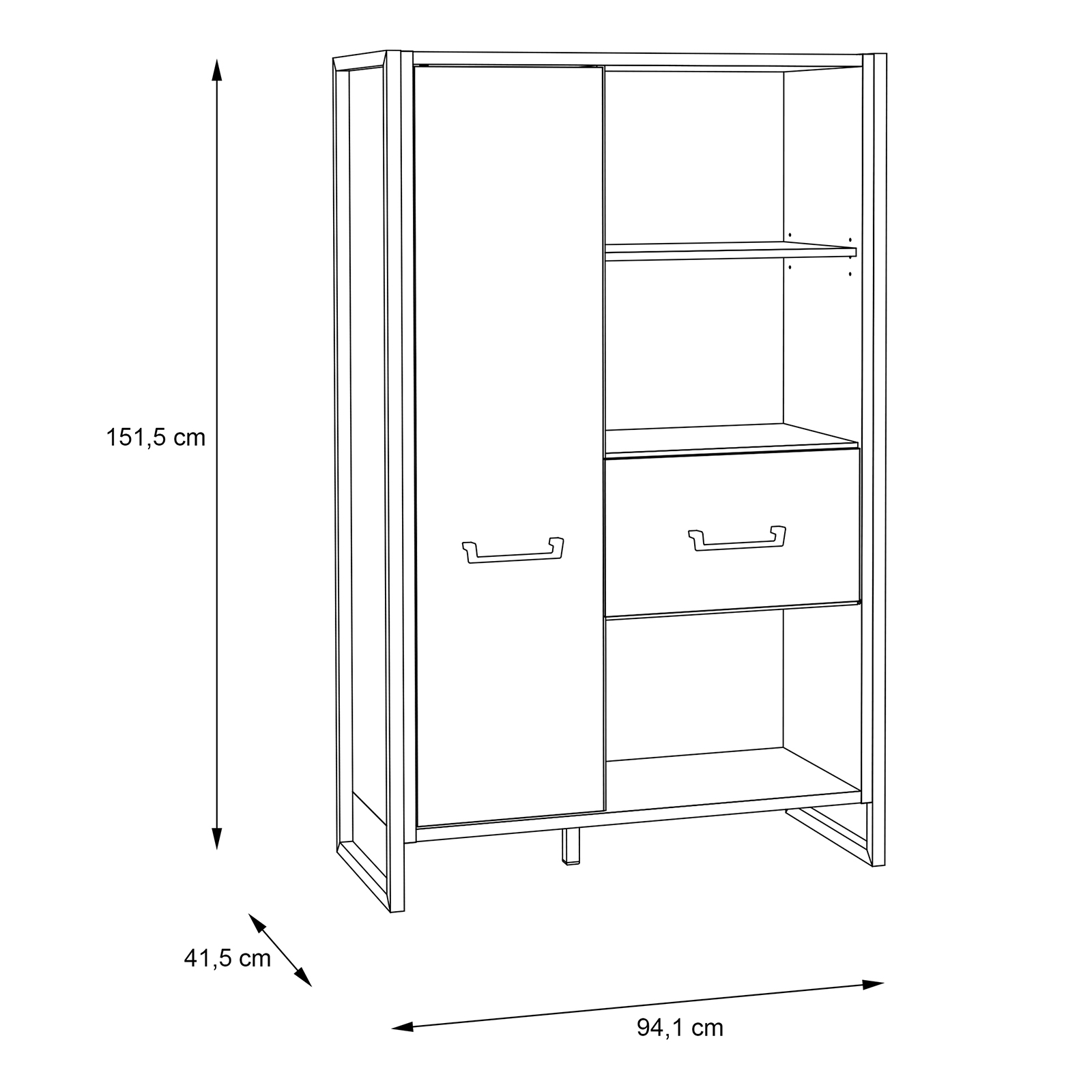 Regal - Stabeiche - Betonoptik - 94 cm breit
