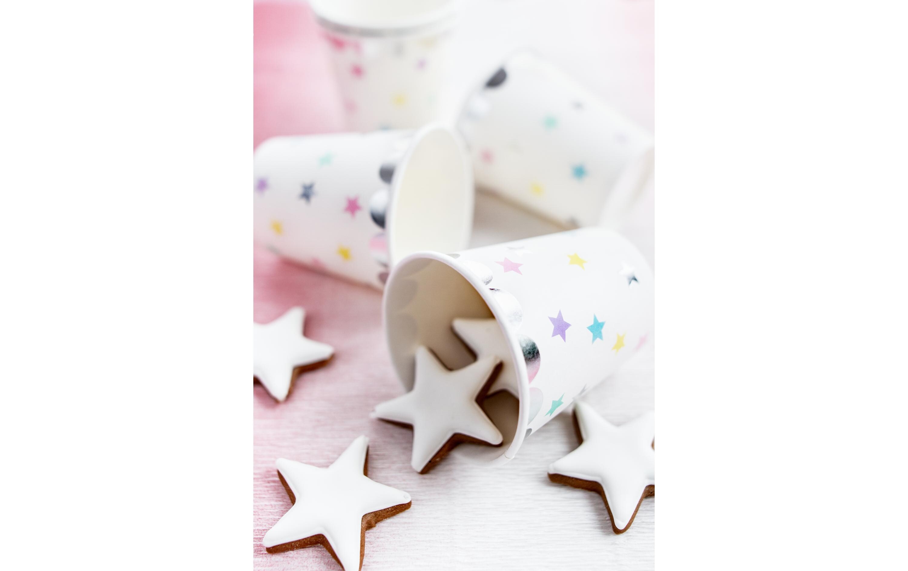 Einwegbecher Einorn/Sterne 6 StückPappbecher für Kindergeburtstag