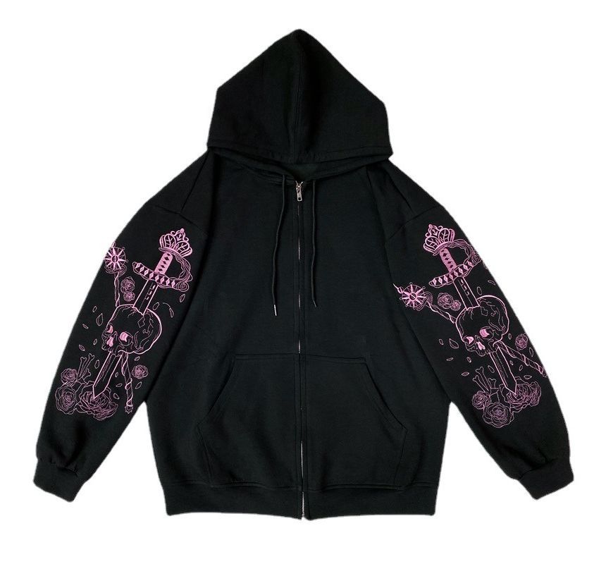 Jeshili - Hoodie met schedelprint en rits