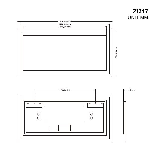 Badstuber spiegel met LED verlichting 120x60cm
