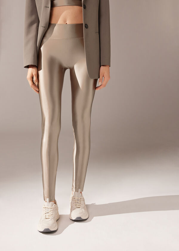 Leggings de cetim super brilhantes