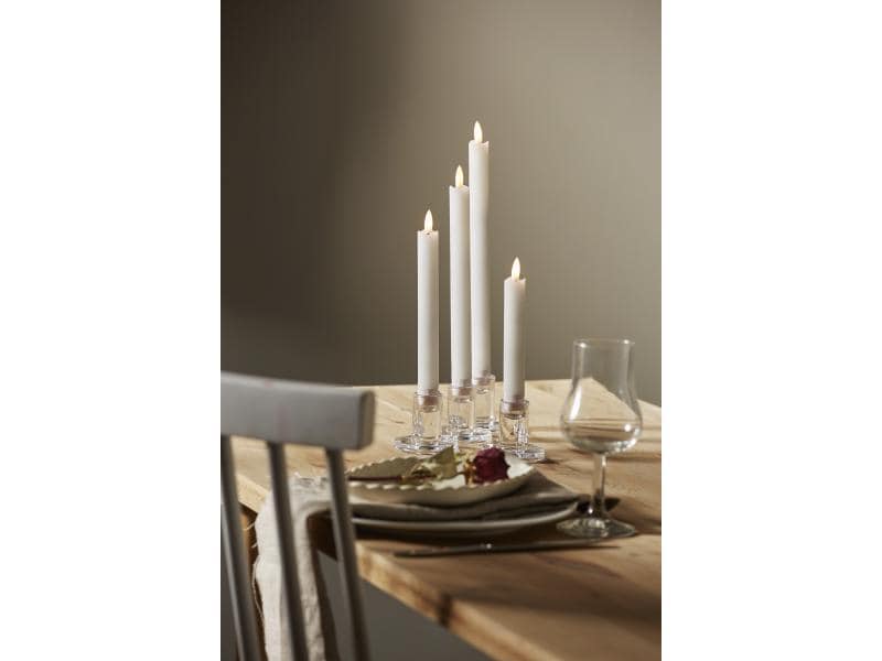 Star Trading LED-Stabkerzen Set Dinner Flamme Ø 2.1x28.5 cm Kerze aus Echtwachs mit LED Leuchte