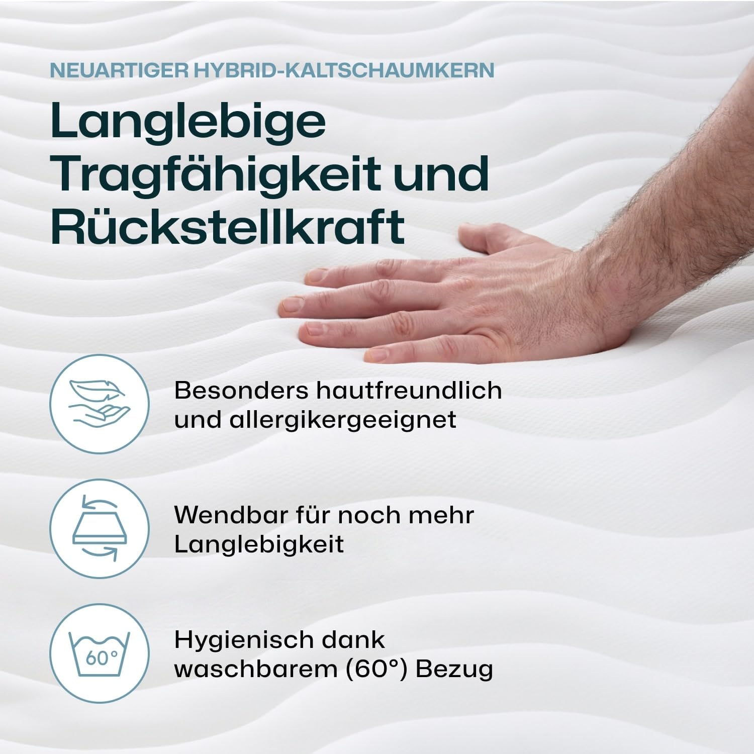 RAVENSBERGER Kinder- und Jugendmatratze Softwelle - Härtegrad H1/H2, weich - 80 x 200 cm, Höhe 16 cm - 7-Zonen Kaltschaummatratze mit RAVOTEX Funktionsbezug, allergikerfreundlich