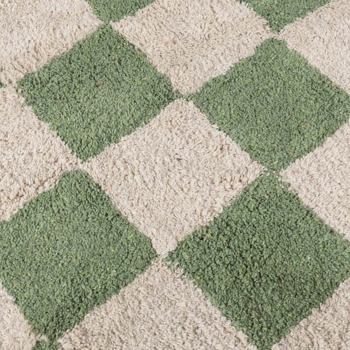 Rond retro vloerkleed - Gambit Groen/Wit