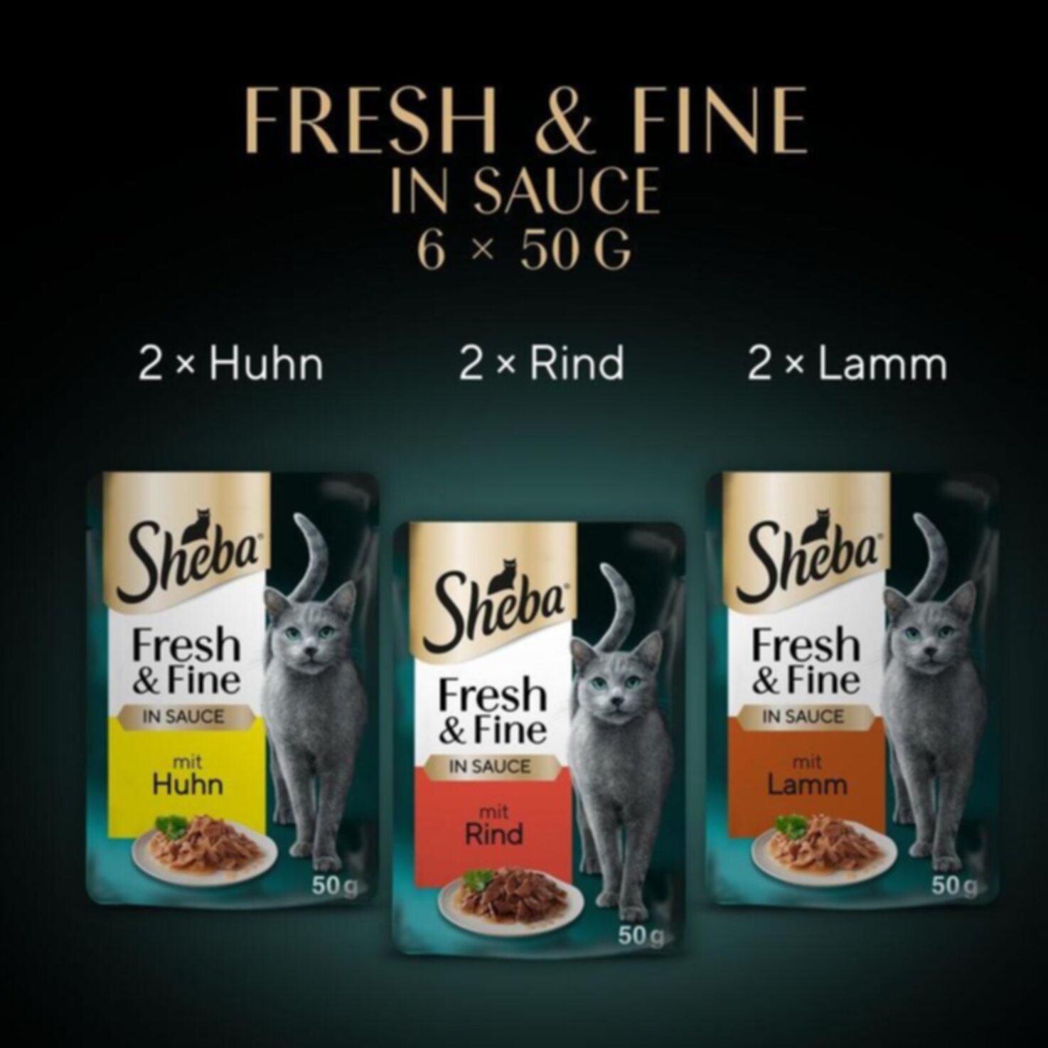 Sheba Fresh & Fine Herzhaft Katzenfutter in Sauce Rind&Huhn 6x50g