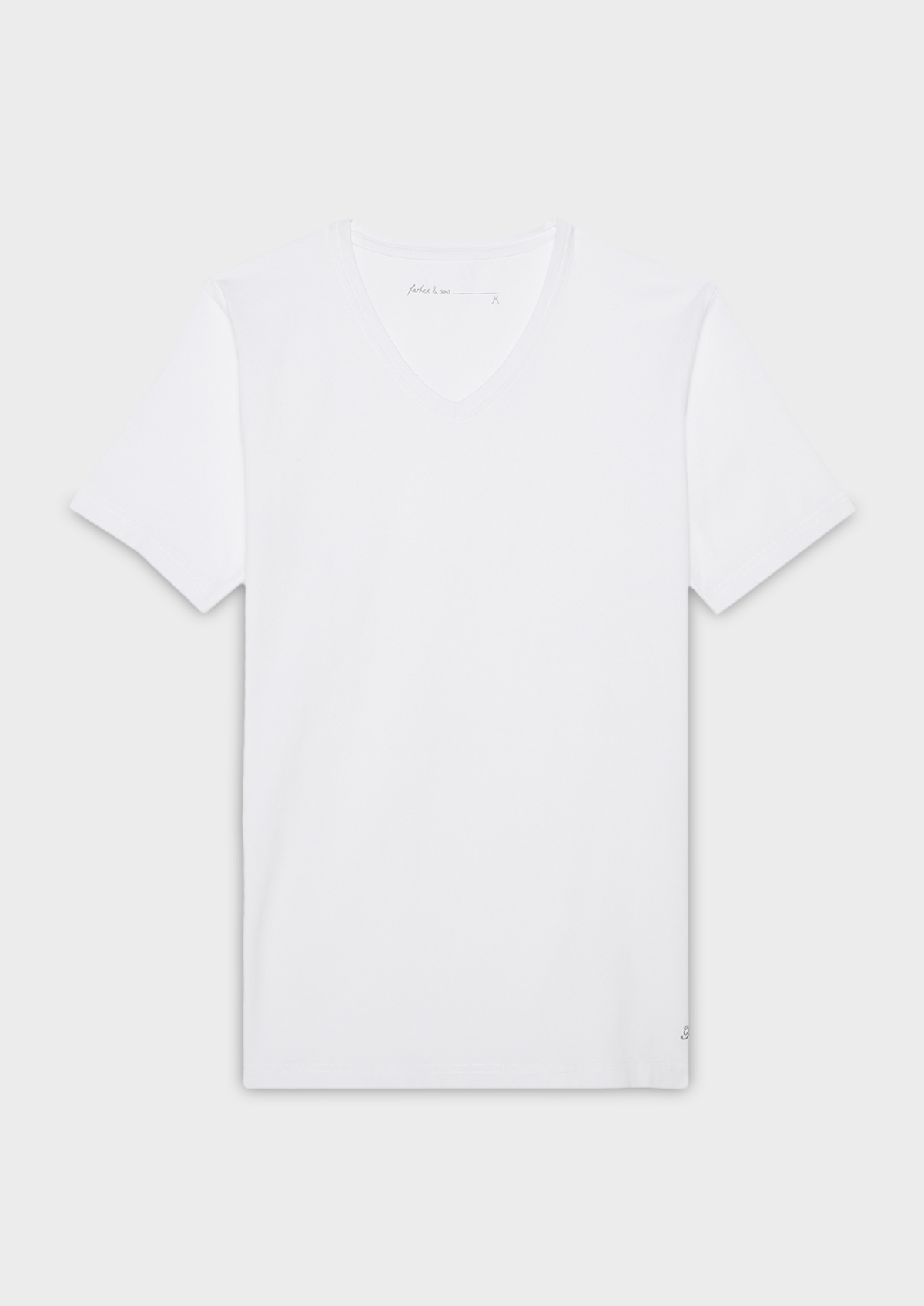 Tee-shirt manches courtes en coton stretch col V uni blanc