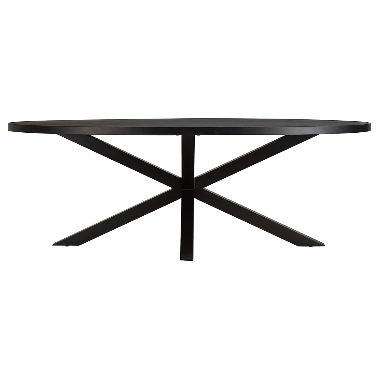 Macabane Table à manger plateau effet pierre Basile noire - 220x110x76 cm