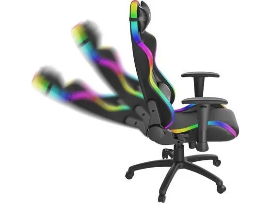 Genesis Trit 500 RGB - Stol - ergonomisk - lænestol - armstøtter - T-formet - vippe - drejeled - tekstil, PU syntetisk læder - sort