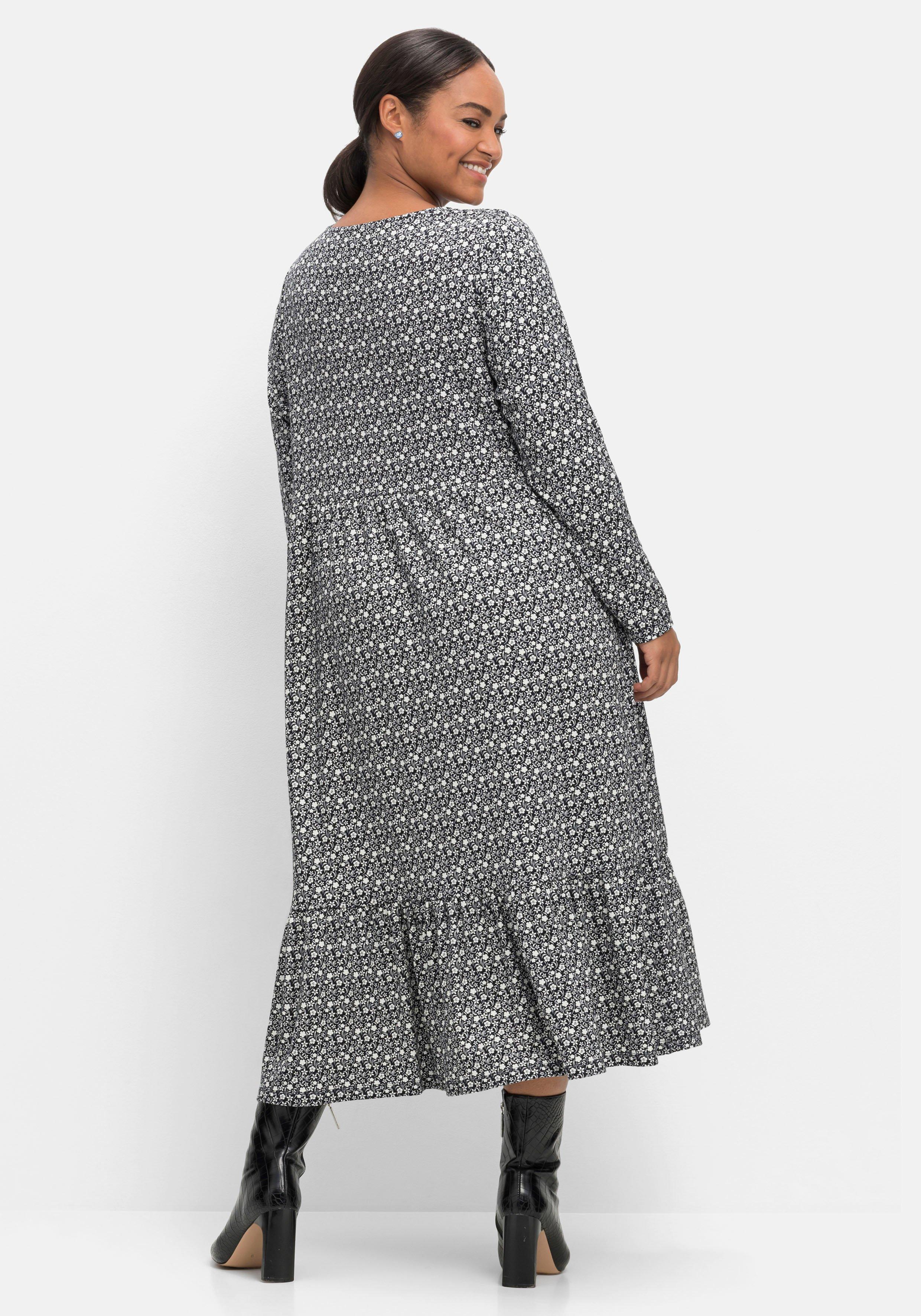 Shirtkleid in Midilänge, mit Blumendruck