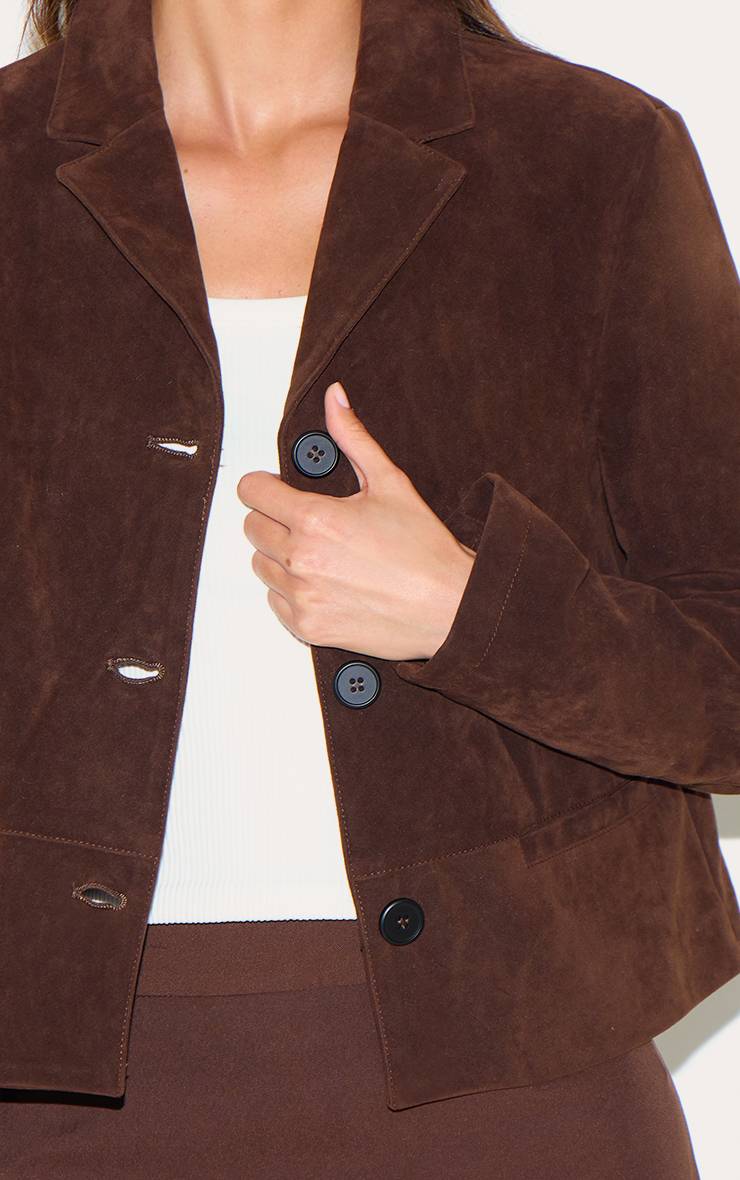 Marron Blazer Court En Synthétique