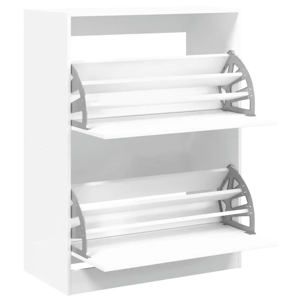vidaXL - Schoenenkast met 2 kleppen 18 paar - Wit - Bewerkt hout - 80x42x108 cm