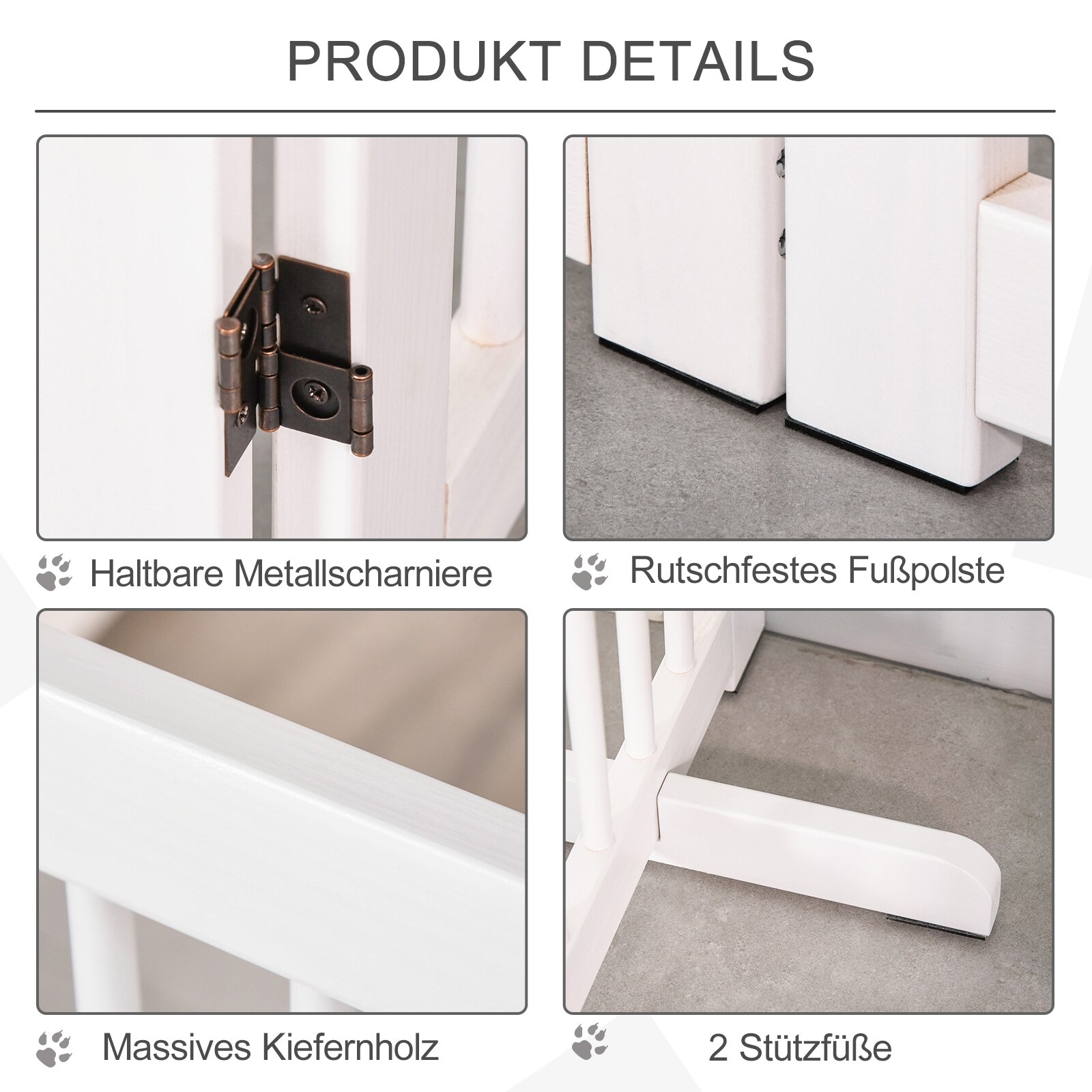 PawHut Türschutzgitter klappbar weiß 220 x 36 x 91 cm(LxBxH)