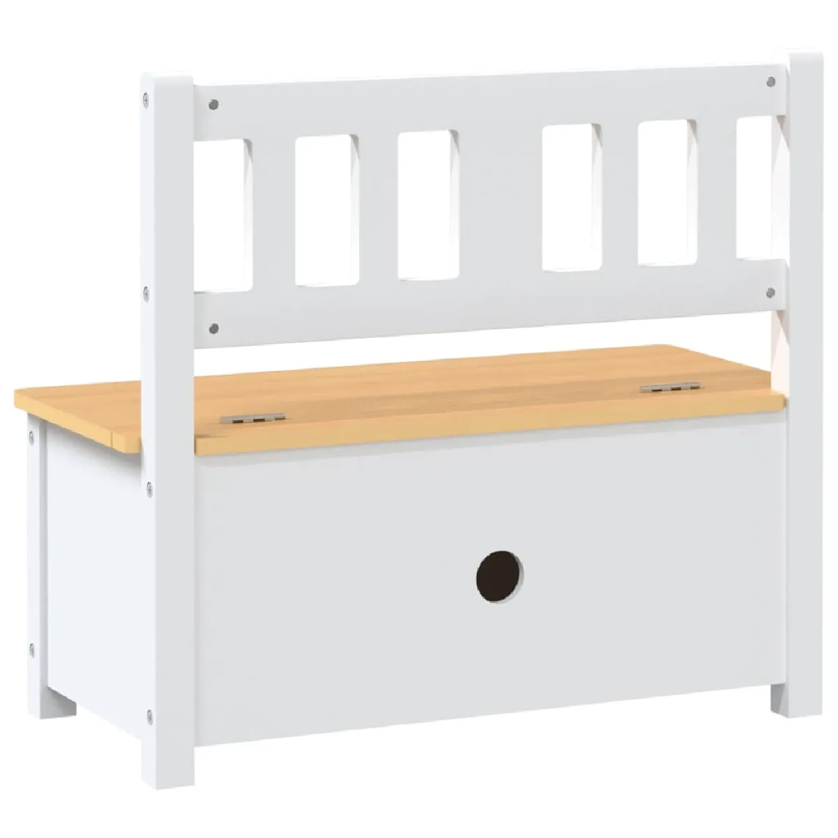 vidaXL Banc Rangement Enfants - Blanc/Beige