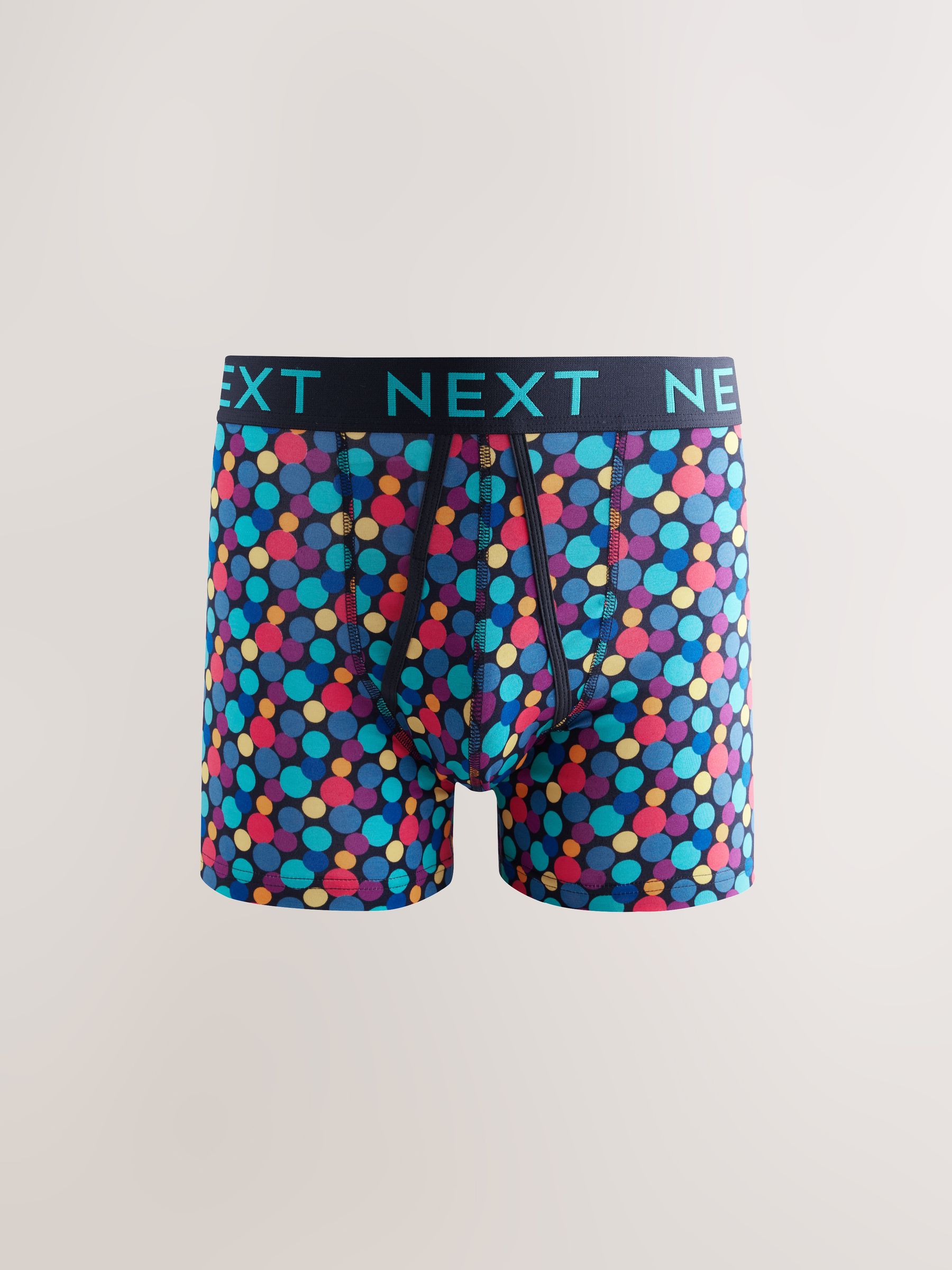 Marineblauwe kleur met opvallende stippen en strepen - Verpakking van 10 - Boxershorts met A-voorkant