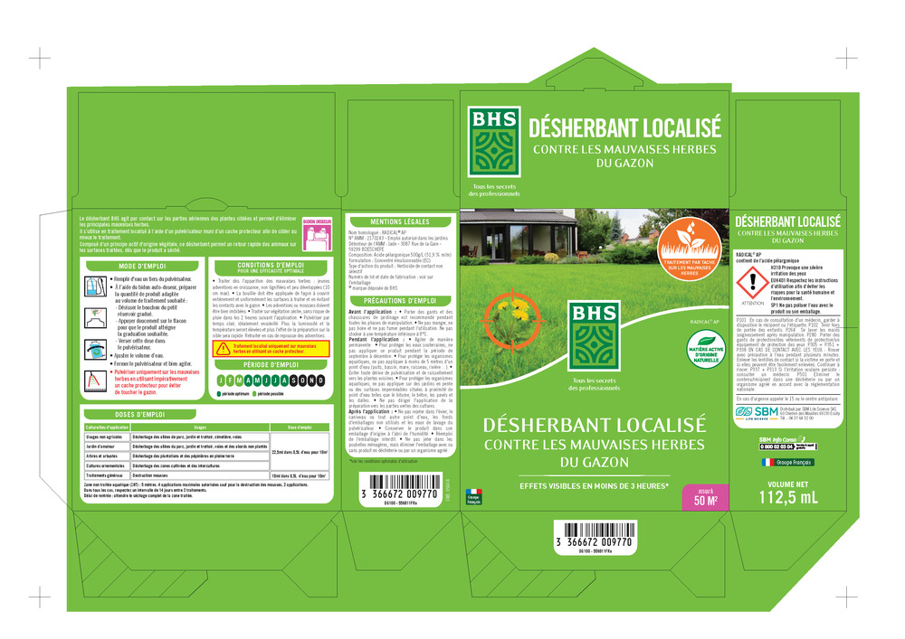 Dg100 | désherbant total gazon localisé contre les mauvaises herbes |