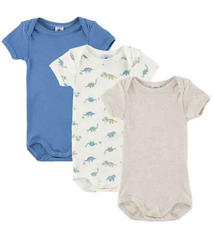 Petit Bateau Body k/ä - 3er-Pack - Weiß/Blau/Beige
