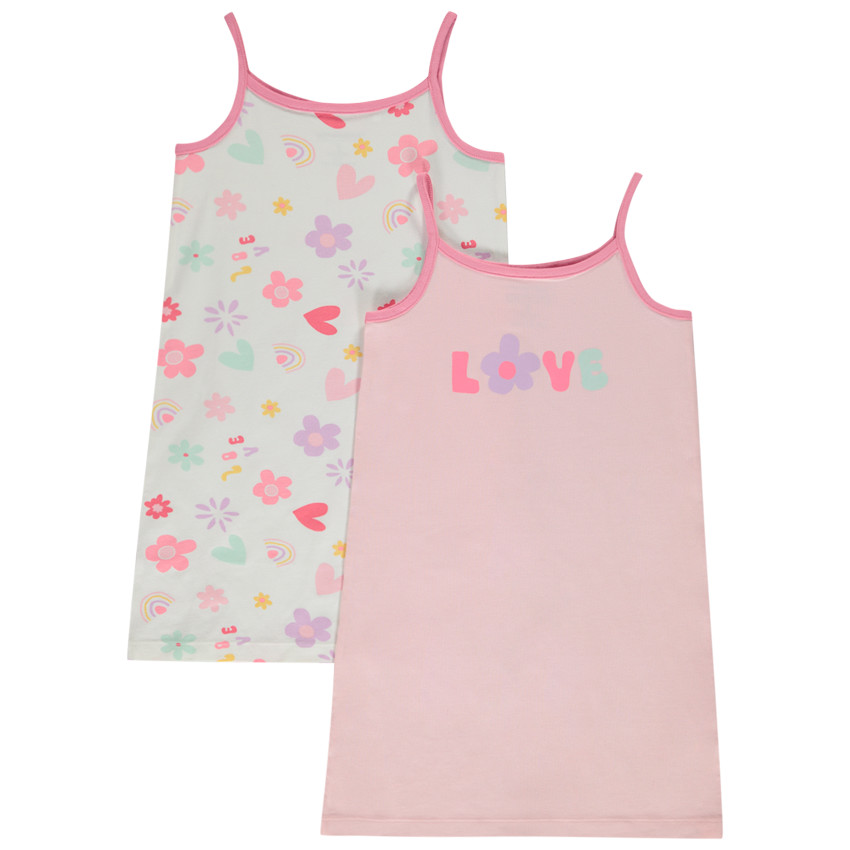 Lot de 2 nuisettes fantaisie en jersey pour fille