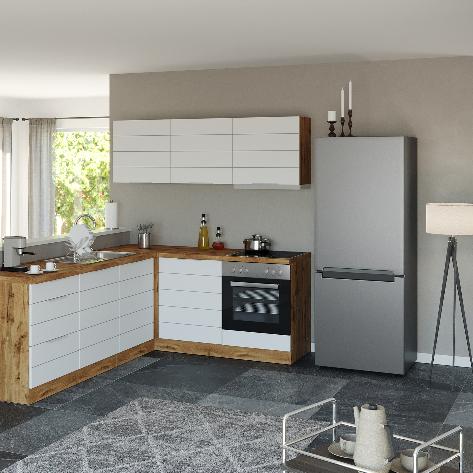 Hängeschrank FLORENZ - Wotaneiche-weiß matt - 60 cm