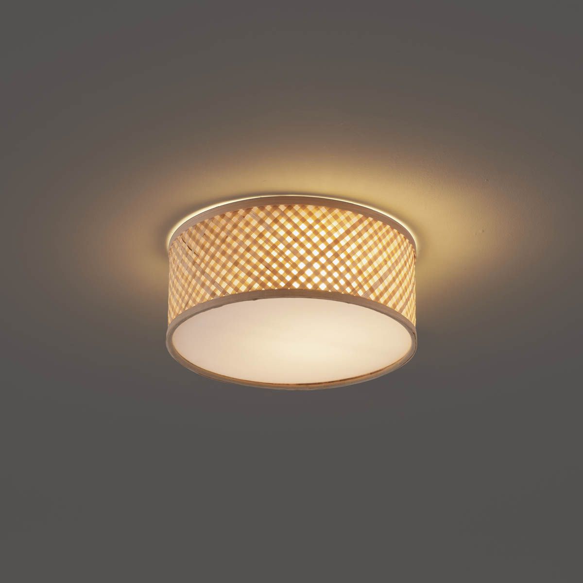 Oosterse plafondlamp bamboe naturel 30cm - Tremmo