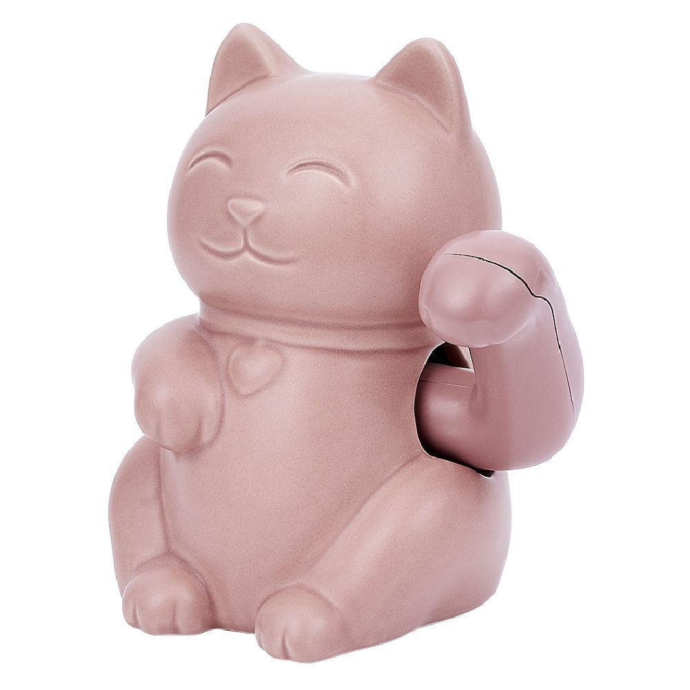 Maneki Neko chat chanceux avec patte en mouvement céramique rose