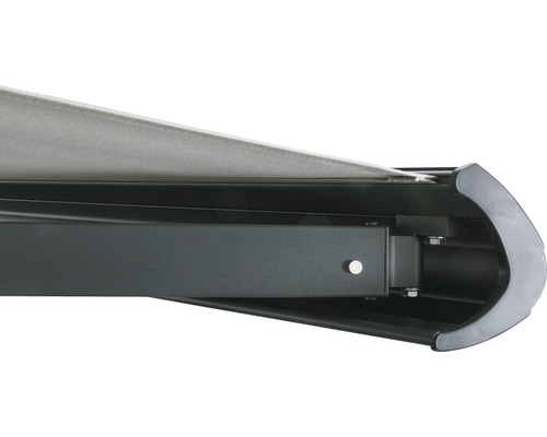 SOLUNA cassettescherm Exclusiv 2x1,5 doekdesign 0034 frame RAL 7016 antracietgrijs aandrijving rechts incl. motor en wandschakelaar