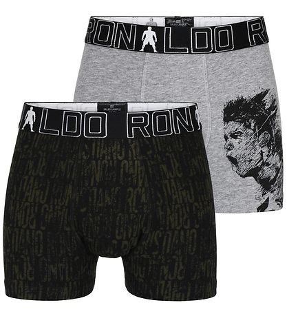 Ronaldo Boxershorts - 2-pak - Gråmeleret/Sort m. M?nster