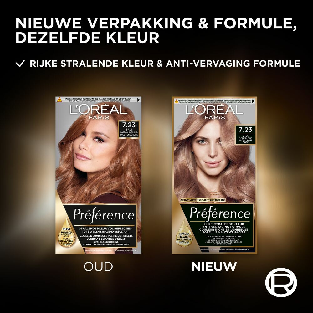 L'Oréal Préférence Permanente Haarkleuring 7.23 Rosegoud Blond