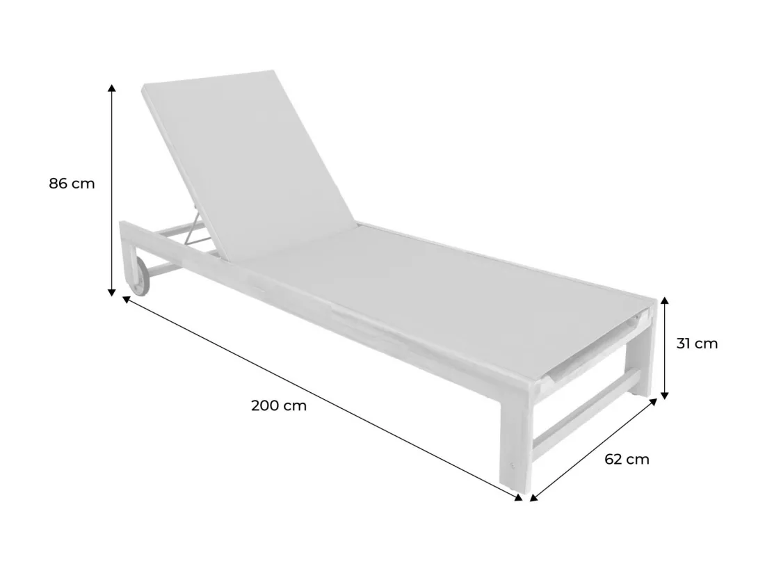 Lot de 2 bains de soleil en bois d'acacia et textilène kaki. multi positions avec roulettes