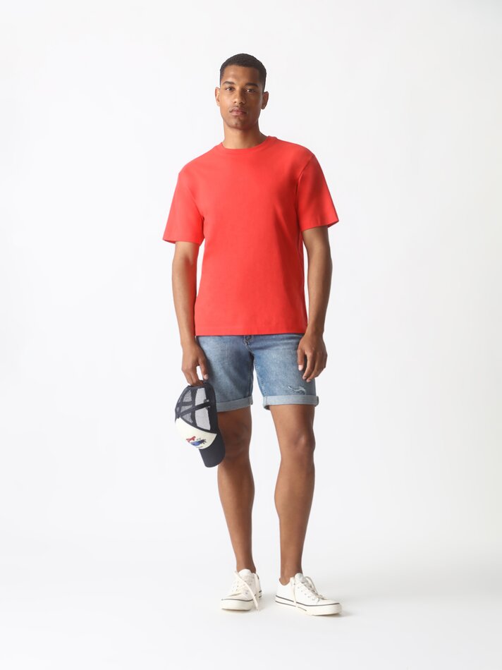 Camiseta Premium Relaxada - Vermelho Vivo