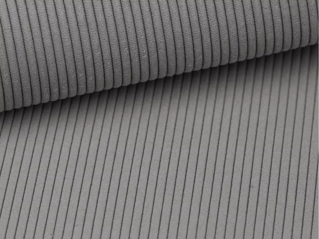 Pouf en velours côtelé gris clair TEODORA