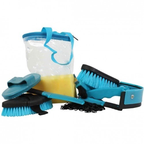 Kit de higiene cilíndrico para cavalos, cor verde-azulada