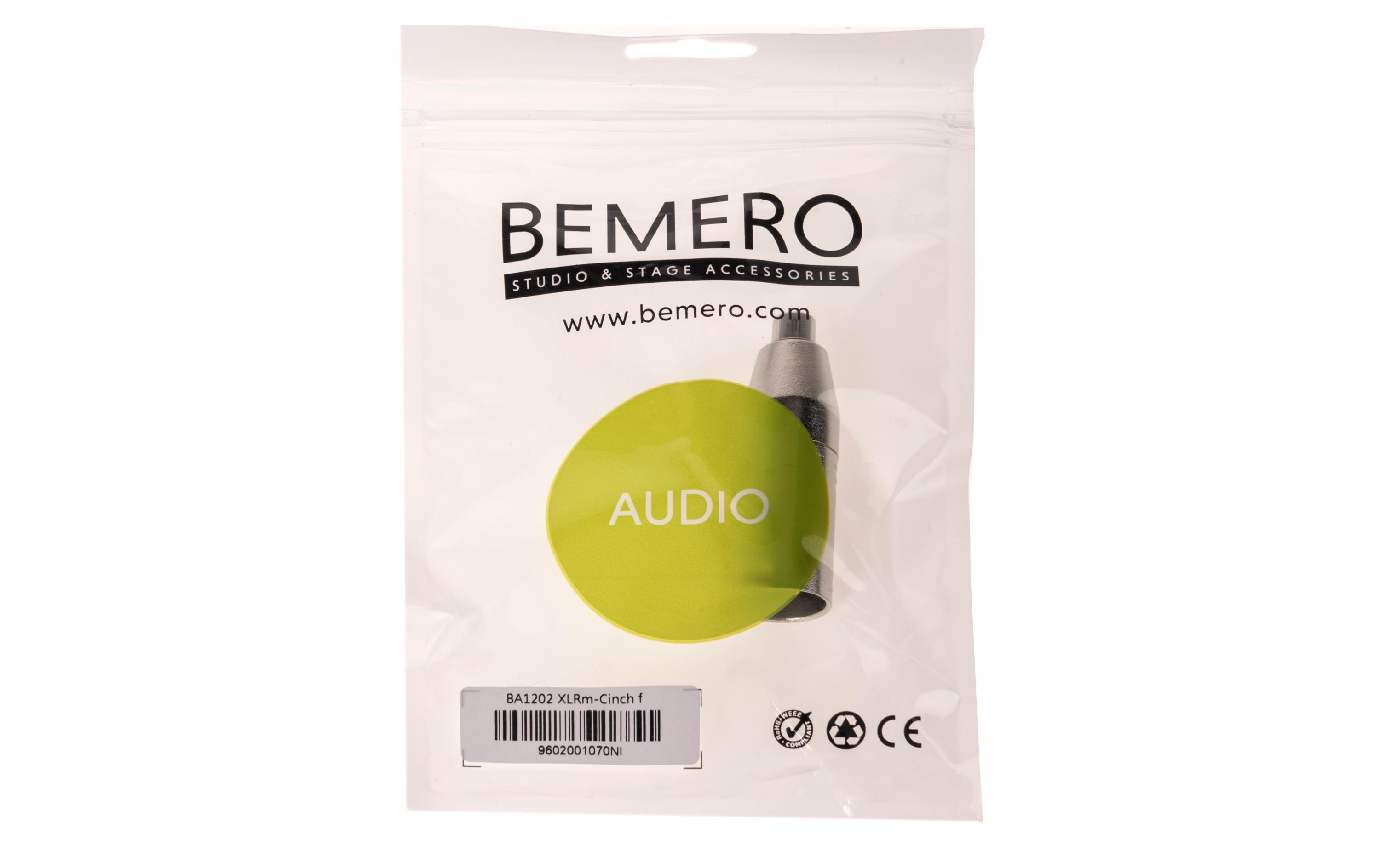 Audio-Adapter BA1202 XLR 3 Pole male - CinchHochwertiger und robuster Bemero Audio-Adapter