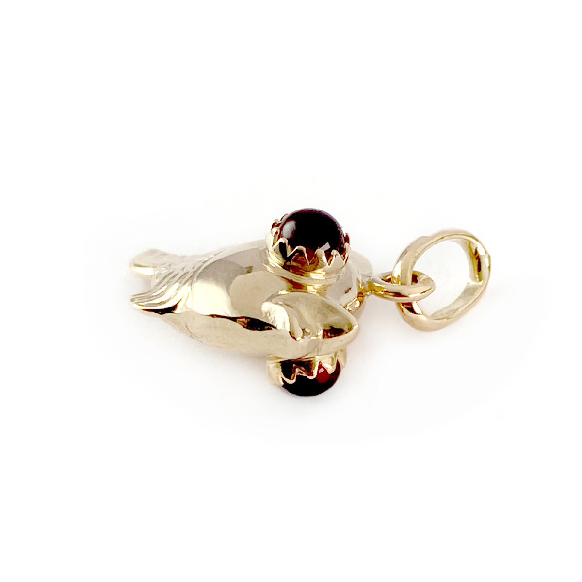 Pendentif poisson d'occasion or 750 jaune pierres imitation