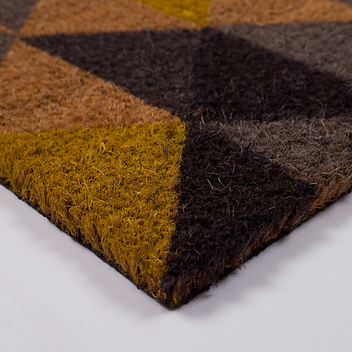 Tapis d'entrée en fibre de coco à motifs imprimé géométrique multicouleur L.60 x l.4 L.75 x l.45 x ep.1,5 cm