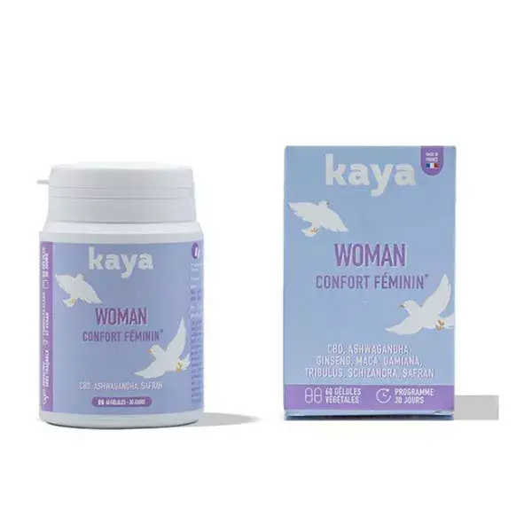 Kaya Cure Adaptógeno para o equilíbrio hormonal feminino com CBD e ervas - 60 cápsulas