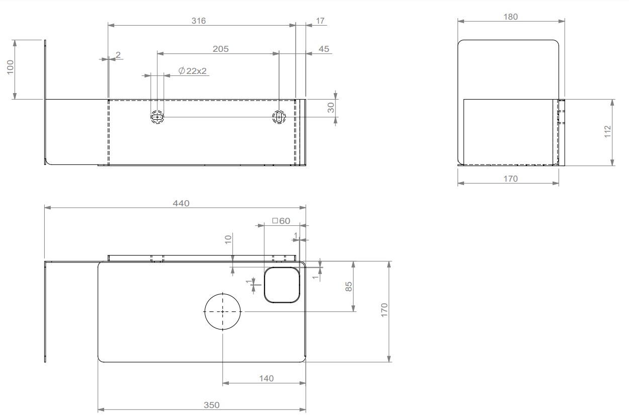 Clou New Flush 3 open kast met handdoekhouder rechts zwart mat