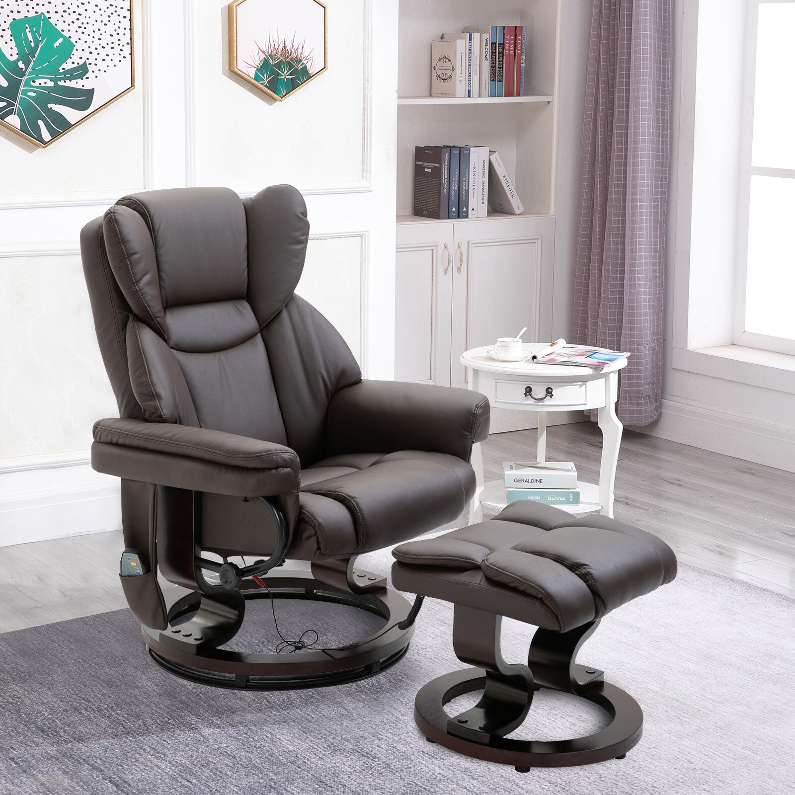 HOMCOM Massagesessel mit Fußhocker 79B x 82T x 101H cm