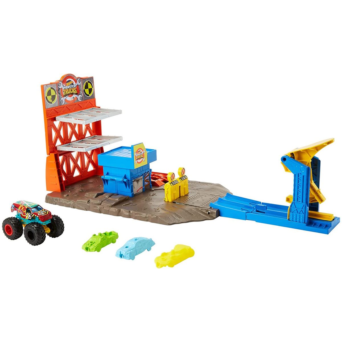Mattel HFB12 - Hot Wheels - Monster Trucks - Blast Station inkl. Fahrzeug, Spielset