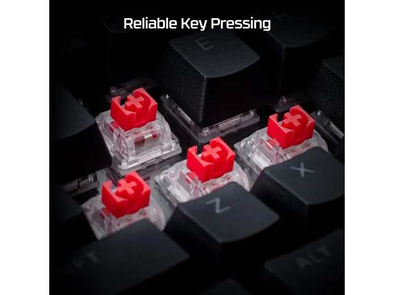 HyperX Alloy Rise - Tastatur - 1000 Hz pollingfrekvens, 100% anti-ghosting, 80 millioner tastetryk - 75% - bagbelyst - trådløs - 2.4 GHz, Bluetooth, USB-C - tastkontakt: HyperX Linear - sort