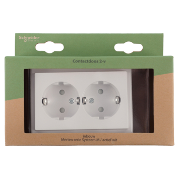 Schneider Merten System-M Dubbel Geaard Stopcontact Actief Wit