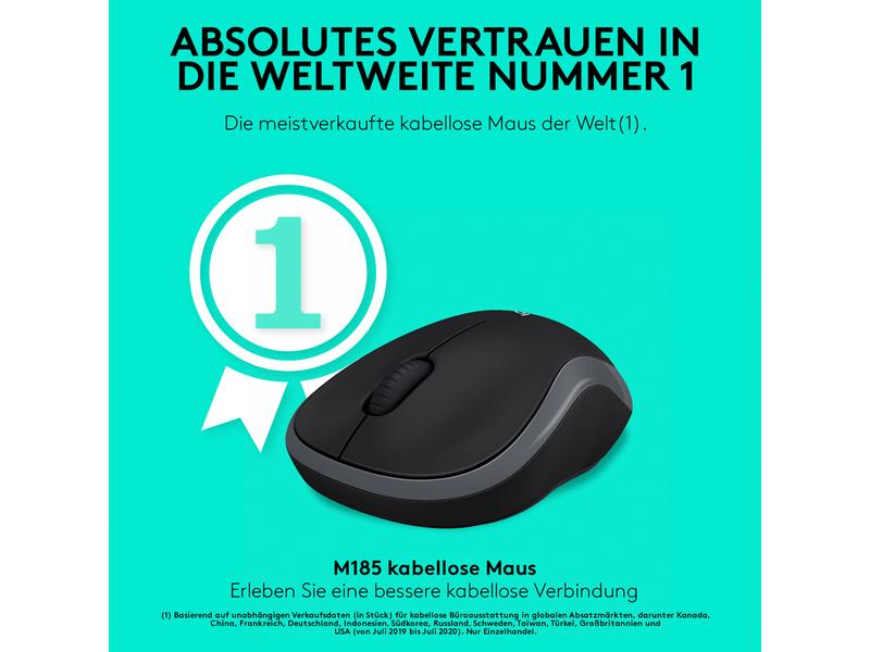 Logitech Maus M185 Wireless Kabellose Notebookmaus mit Nano-Empfänger, USB